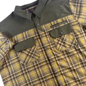 5.11 Tactical Endeavor Flannel Shirt Men XL Olive Yellow Plaid Utility Outdoors
